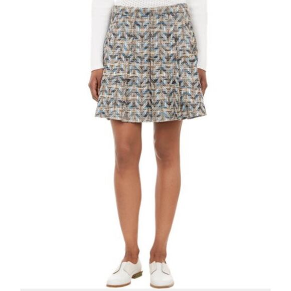 10 Crosby Derek Lam GEOMETRIC-TWEED BOX-PLEAT SKIRT // 0 - Picture 1 of 12